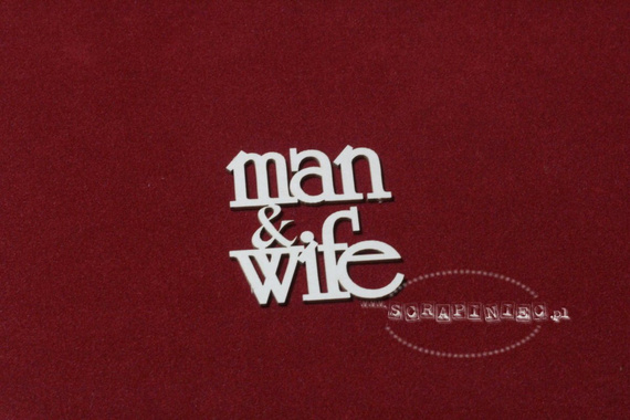 SCRAPINIEC Dekorpappe Die Cut Chipboard Dekoration Ornament, Man Wife Inschrift