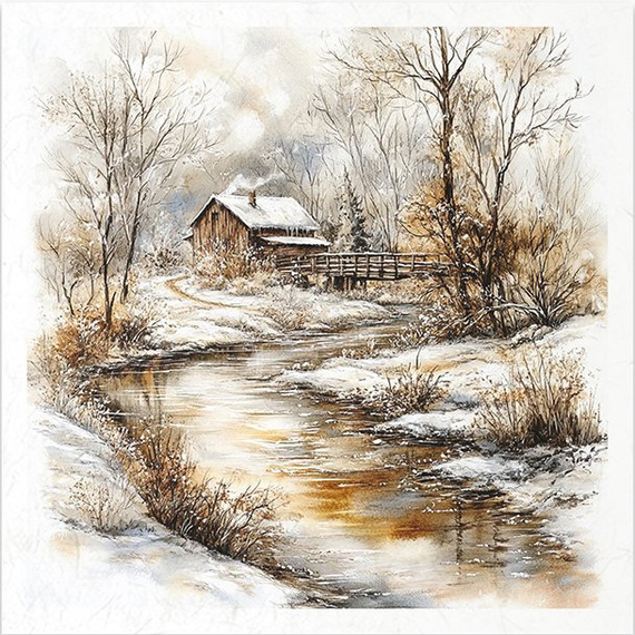 Reispapier-Set - Winterlandschaft, Berge, Natur, Hütten - RSM206 - Itd Collection