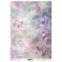 ITD Reispapier Decoupage Bastelpapier Serviettentechnik-R2253 Blumen, Schmetterling, Libelle, Pfingstrosen