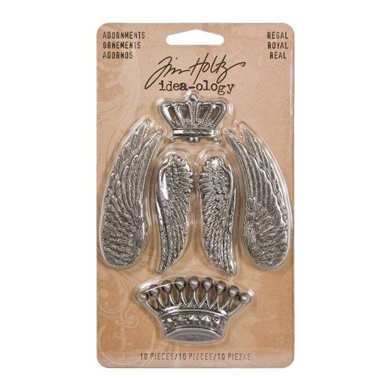 TIM HOLTZ - Ornamente aus Metall - Idea-Ology - Adornments Regal Antique Nickel Krone, Flügel