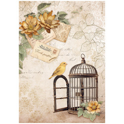 Reispapier Decoupage Bastelpapier Golden harmony A4 - Stamperia - Rahmen