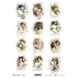 ITD Reispapier Decoupage Bastelpapier Serviettentechnik-R1770 Retro-Fotos Mutter und Tochter