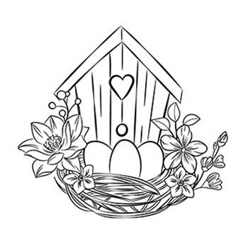 AGATERIA - Transparent Stempel Motivstempel Clear Stamp - Birdhouse, Easter, Vogelhaus, Ostern