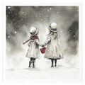 Reispapier-Set - Mädchen, Junge mit Hund, Winterlandschaft - RSM202 - Itd Collection