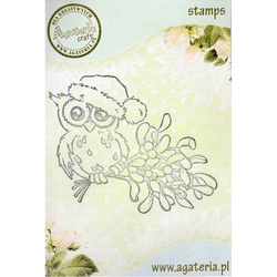 AGATERIA - Transparent Stempel Motivstempel Clear Stamp - Eule auf Mistelzweig