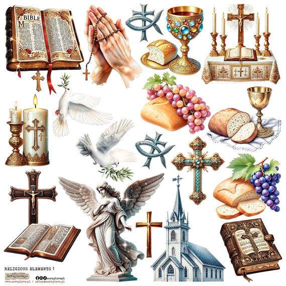 AUFKLEBER ScrapLove Dekor Stickers - Religious Elements 1
