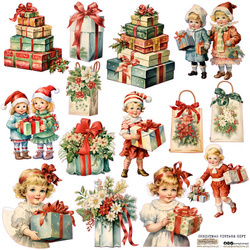 AUFKLEBER - ScrapLove - Weihnachten Vintage Geschenk