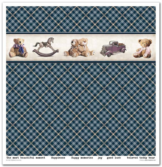 ITD Set 11 Stk 31x32cm einseitig Scrapbooking Papier 200g, Childhood memories blue