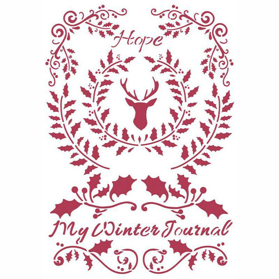 STAMPERIA Mixed Media Schablone STENCIL  21x29,7  - Winter Tales hope reindeer holly