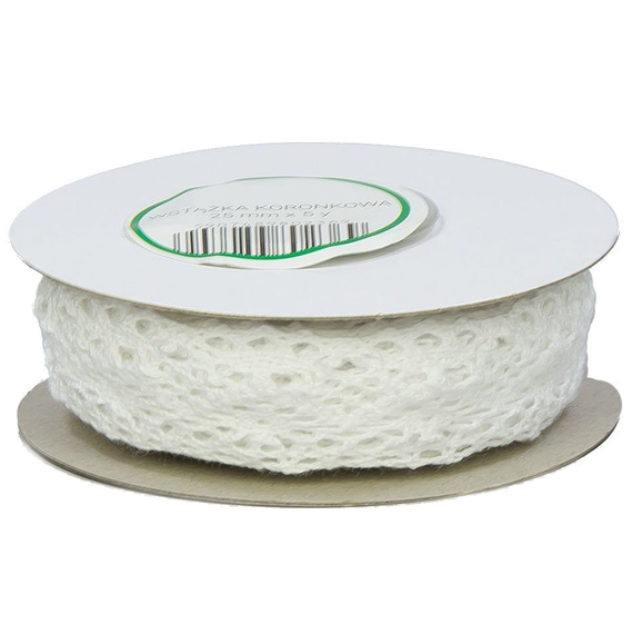 Baumwollspitze Spitze Spitzenborte Spitzenband Klöppelspitze 2.5cm/4.55m, weiß