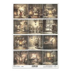 Reispapier für Decoupage A4 - Mäuse, festliche Zeit, Weihnachten - R2667 - Itd Collection