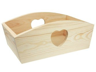 Holzbox mit Herzmotiv  21,5x13 cm - natürliche Kiefer