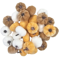 Samt Kürbisse Deko Set 28 Stück - Mini Kürbisse 3x3 cm, helle Töne