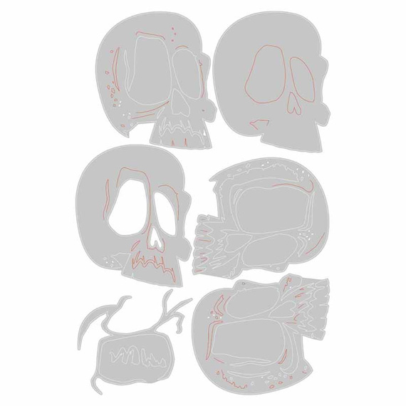 SIZZIX Stanzform Präge Stanzschablone Cutting Die, Spencer Colorize by Tim Holtz Schädel