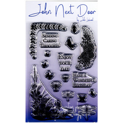 JOHN NEXT DOOR Transparent Acryl Stempel Motivstempe - Butterfly Corners Schmetterlingsecken