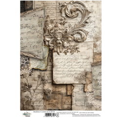 Reispapier für Decoupage A4 - Art of Alchemy - In silence, Noten, Handschrift