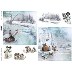 ITD Reispapier Decoupage Bastelpapier Serviettentechnik-R152L - A3 / Winteransichten