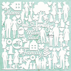 MINTAY Chippies - Dekorpappe Die Cut Chipboard Dekoration Ornament - Family Familie, Zuhause, Liebe