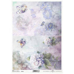 ITD Reispapier Decoupage Bastelpapier Serviettentechnik-R2257 Schmetterlingsblüten
