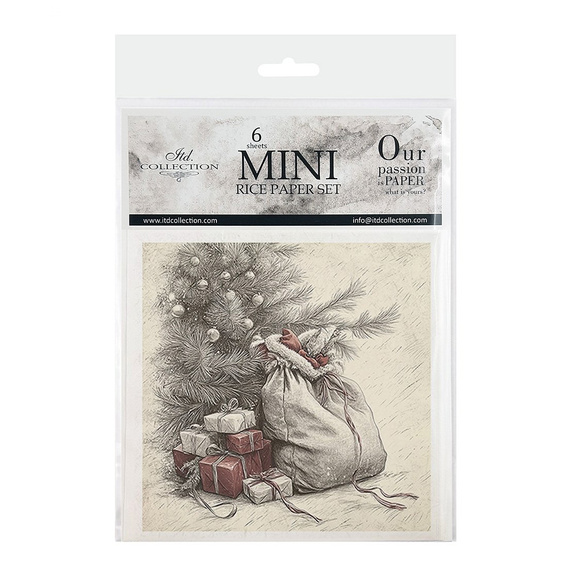Reispapier-Set - Schlittschuhe, Weihnachtsmann, Schuhe, Geschenktüte, Kugeln - RSM197 - Itd Collection