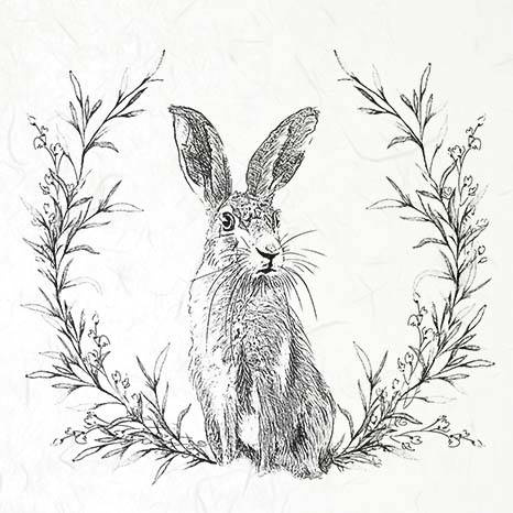 ITD - Reispapier-Set  - RSM053 Hasen - schwarz und weiß