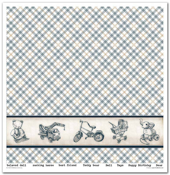 ITD Set 11 Stk 31x32cm einseitig Scrapbooking Papier 200g, Childhood memories blue