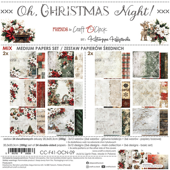Scrapbooking Papier Set 20x20 - Craft o'clock -  Oh Christmas Night mix