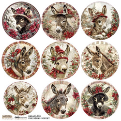 AUFKLEBER papier - ScrapLove - Medallion Christmas Donkey 1 - Medaillons Weihnachtsesel