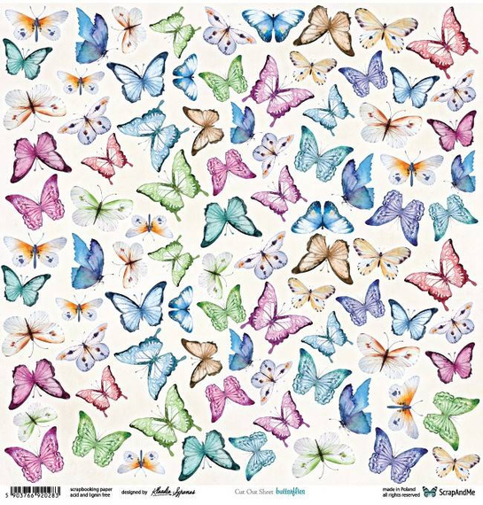 SCRAPandME 30,5x30,5cm einseitig Scrapbooking Papier 250g, Schmetterlinge, Butterflies 