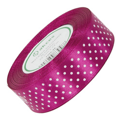  Satin-Punkt-Band 25 mm - fuchsia 88 - 23 m - Dekoband