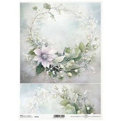 ITD Reispapier Decoupage Bastelpapier Serviettentechnik-R2333 Blumengirlanden