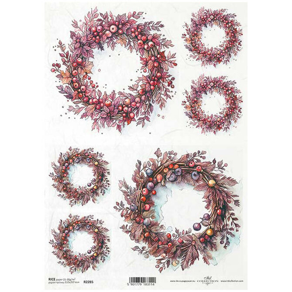 ITD Reispapier Decoupage Bastelpapier Serviettentechnik-R2285 Girlanden