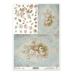 Reispapier Decoupage Bastelpapier für Decoupage A4 R2619 Blumenstrauß 3D Blumen