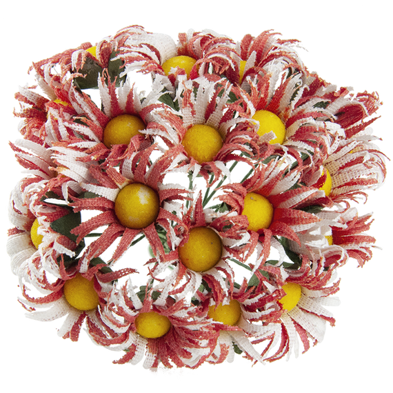 DAISY BLUMEN STOFFE 30mm 12Stk Scrapbooking Flowers, 2 Tone rot