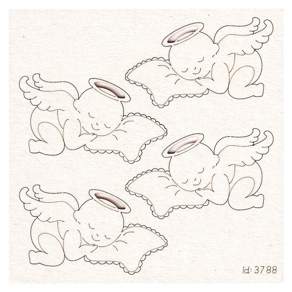 Dekorpappe Die Cut Chipboard Schlafender Baby-Engel/Schlafendes Baby-Engelchen 4x - SCRAPINIECrapiniec 3788