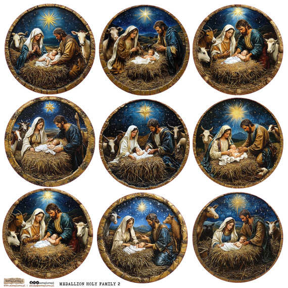 AUFKLEBER ScrapLove Dekor Stickers - Medallion Holy Family 2 - Heilige Familie 2
