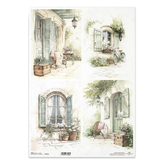 Reispapier Decoupage Bastelpapier für Decoupage A3 ITD-1421L Fensterläden