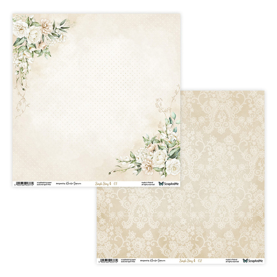 Scrapbooking Papier - ScrapAndMe - Simple Story 4 01/02 - doppelseitig 30x30 cm