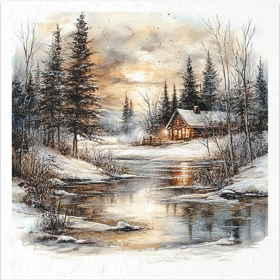 Reispapier-Set - Winterlandschaft, Berge, Natur, Hütten - RSM206 - Itd Collection