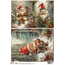 Reispapier A4 - ScrapLove - Christmas Forest Gnome 2 - Weihnachtswaldzwerge
