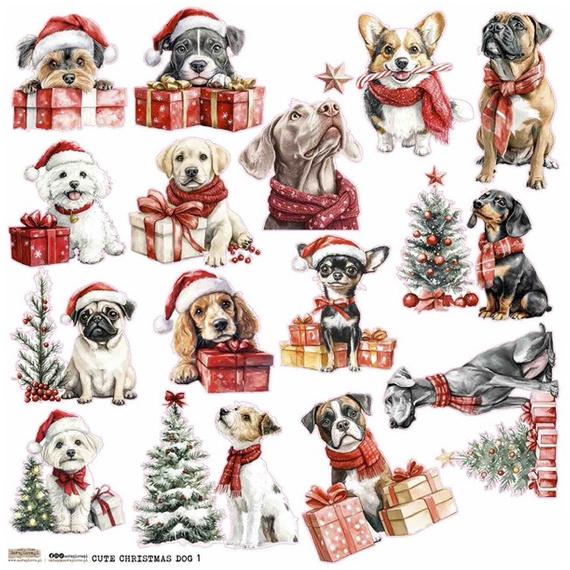 AUFKLEBER papier - ScrapLove - Cute Christmas Dog 1 - Niedliche Weihnachtshunde