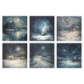 Reispapier-Set - Nachtlandschaft, Winter, Eule, Haus, Sterne - RSM179 - Itd Collection