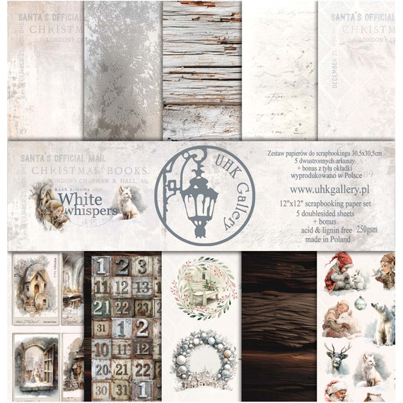 Scrapbooking Papier Set 30x30 cm  - UHK Gallery - White Whispers
