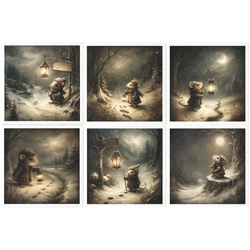 Reispapier-Set - Winterwald, Winternacht, Maus - RSM208 - Itd Collection