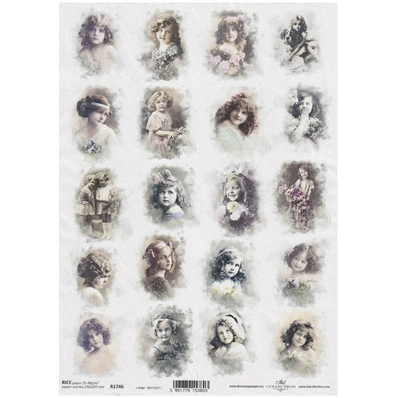 Reispapier für Decoupage, retro vintage, Mädchen ITD-R1746 - A4 