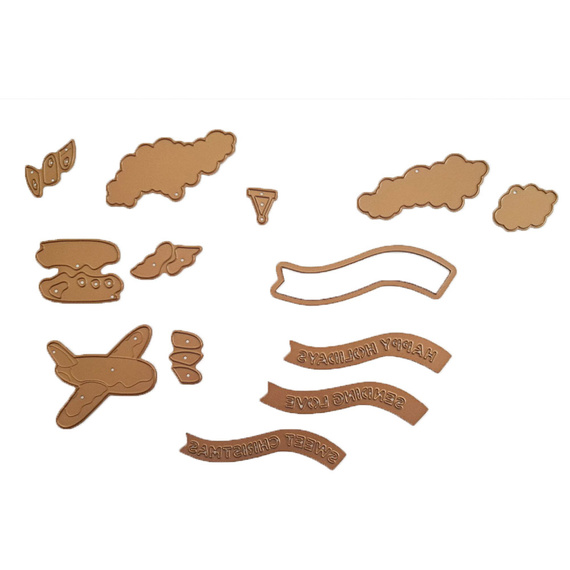 Stanzschablone – Cutting Die für Papier - Candy Christmas - Flugzeug - Stamperia 