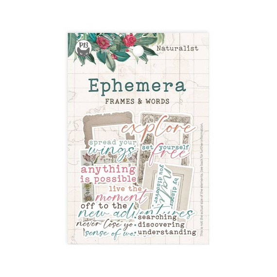 P13 - Papierelemente Scrapbooking - Frames and words Naturalist - 13 Stück