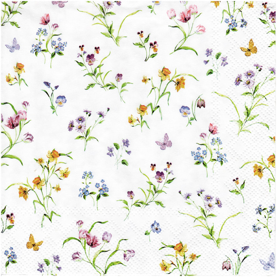 SERVIETTEN 1 Stück Motivservietten Decoupage Napkin 33x33cm, Easter Flowers