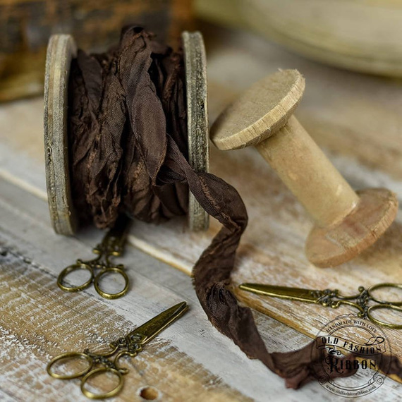 Dekorative VINTAGE Shabby Bänder - schokoladenfarbe