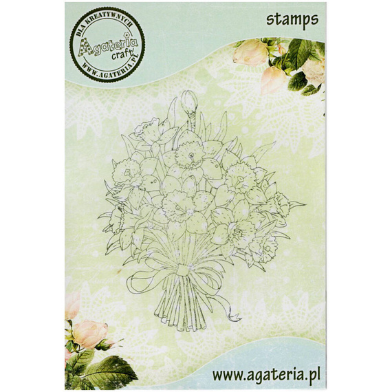 AGATERIA - Transparent Stempel Motivstempel Clear Stamp, Blumenstrauß aus Narzissen